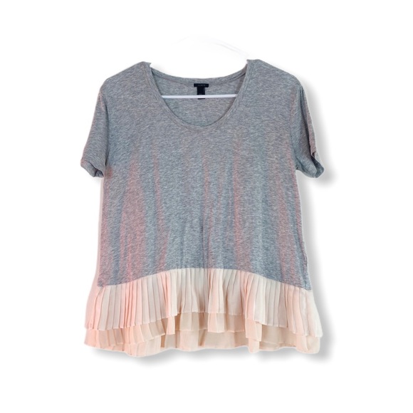 J. Crew Tops - J Crew Pleated Peplum Trim Short sleeve top gray